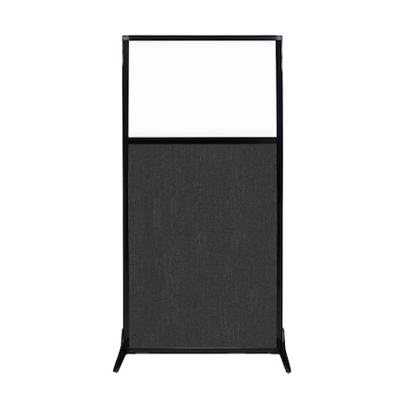 Versare Work Station Screen 33" x 70" Black Fabric With Clear Window 1840102